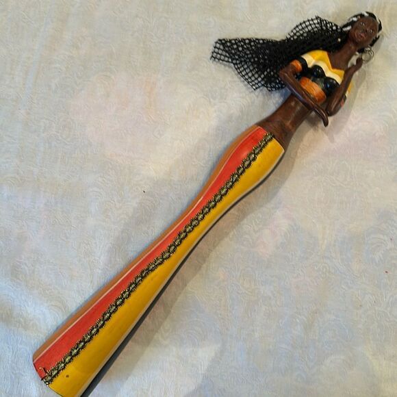 Handcrafted Colorful Wooden African Figurine - Picture 1 of 9